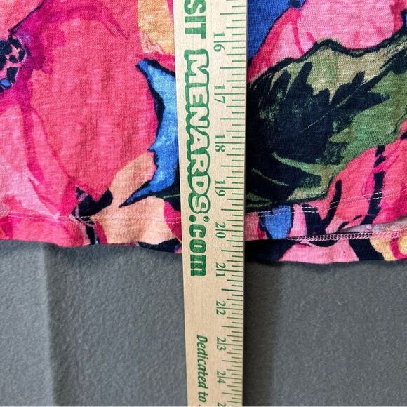 Chicos medium Linen Floral Ruched Sleeve Tee - Picture 8 of 16